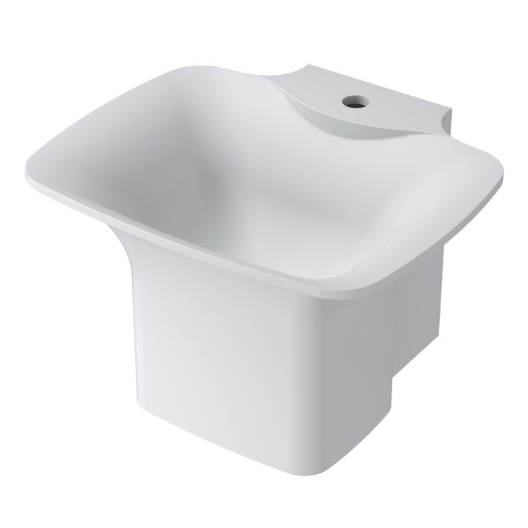 InFurniture 18.11'' Stone Square Semi-Pedestal Bathroom Sink | Wayfair
